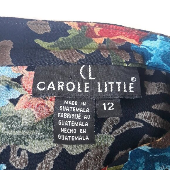 Carole Little Floral Animal Print Banded Collar 3/4 Sleeve Button Top 12 Artsy - Picture 9 of 9